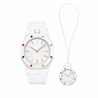 Wistgo Royal Pop 2-en-1 montre et pendentif - Blanc - photo haute définition fidèle au produit