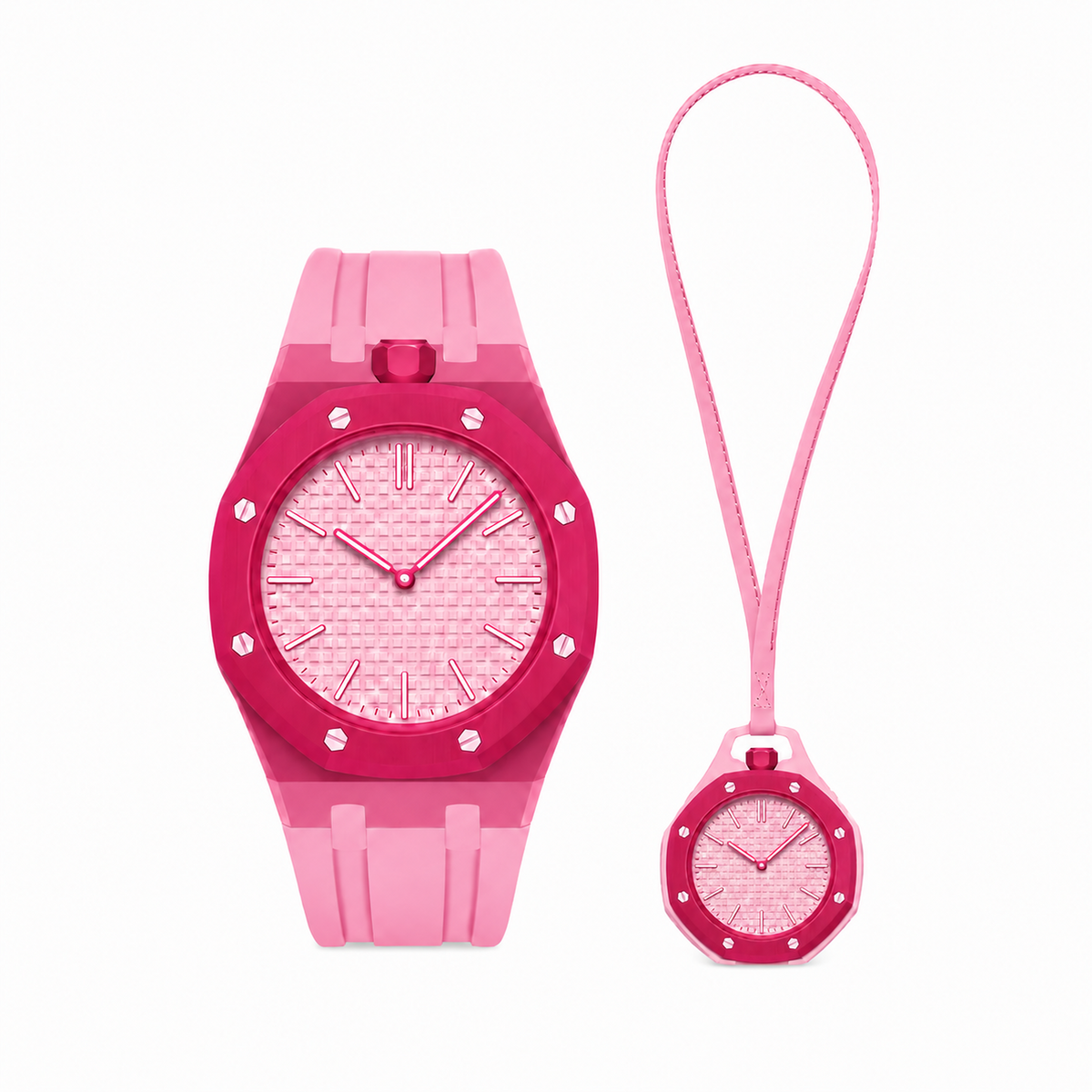 Wistgo Royal Pop 2-en-1 montre et pendentif - Rose - photo haute définition fidèle au produit