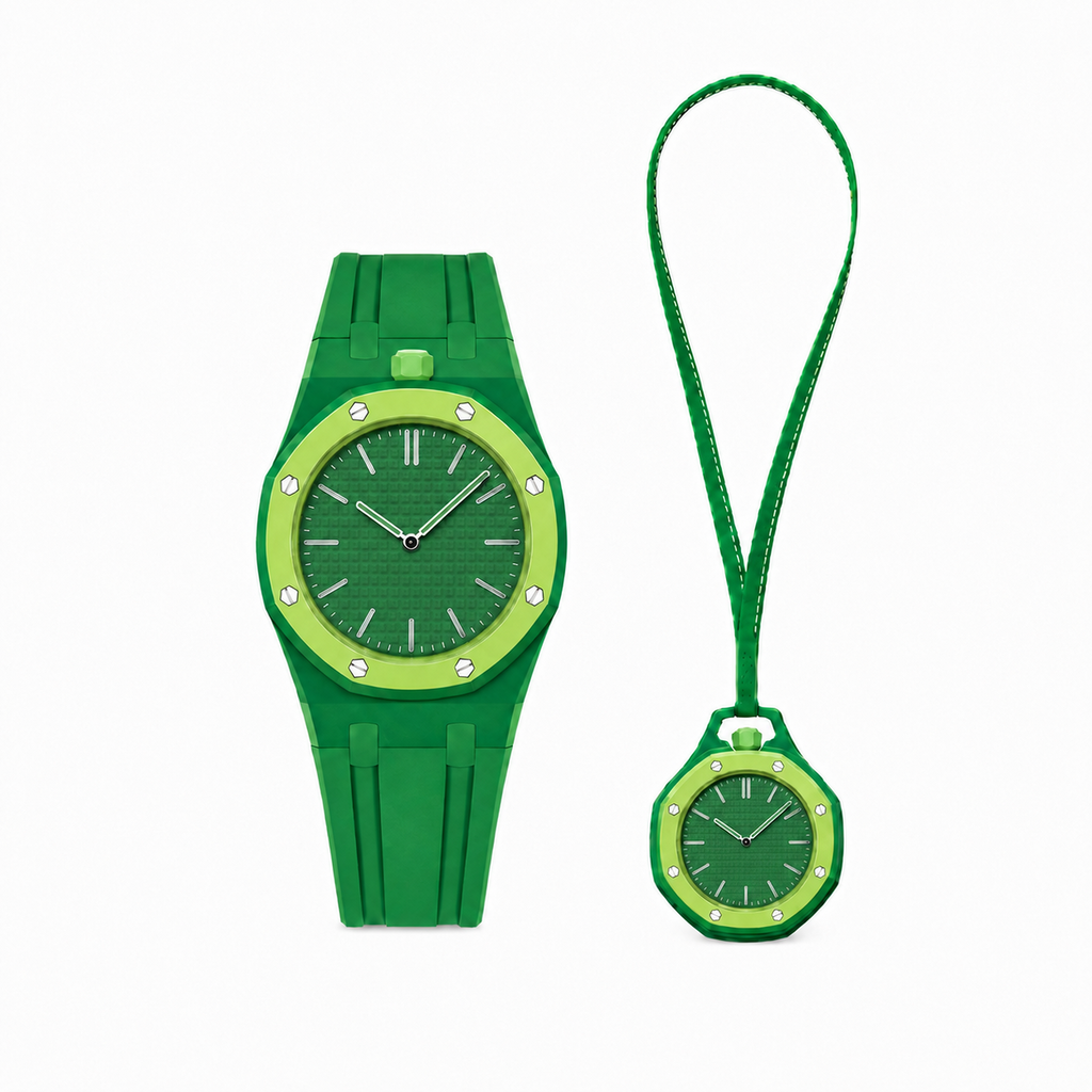 Wistgo Royal Pop 2-en-1 montre et pendentif - Vert - photo haute définition fidèle au produit